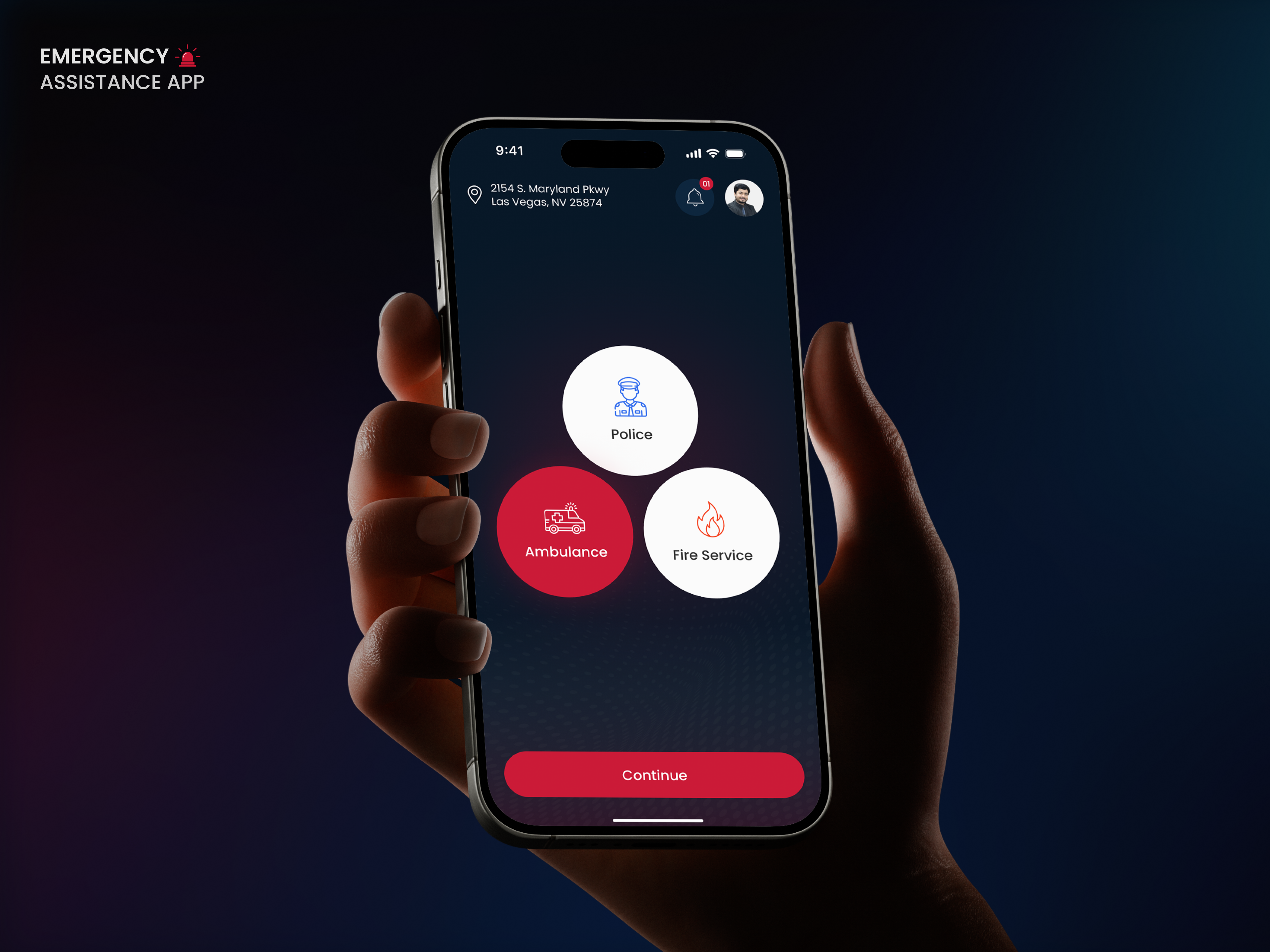 Emergency Assistance Mobile App UIUX ambulance app interface app showcase clean ui dark theme emergency app emergency services tracker figma medical app minimal design mobile app police product design ui design uiux user interface ux design