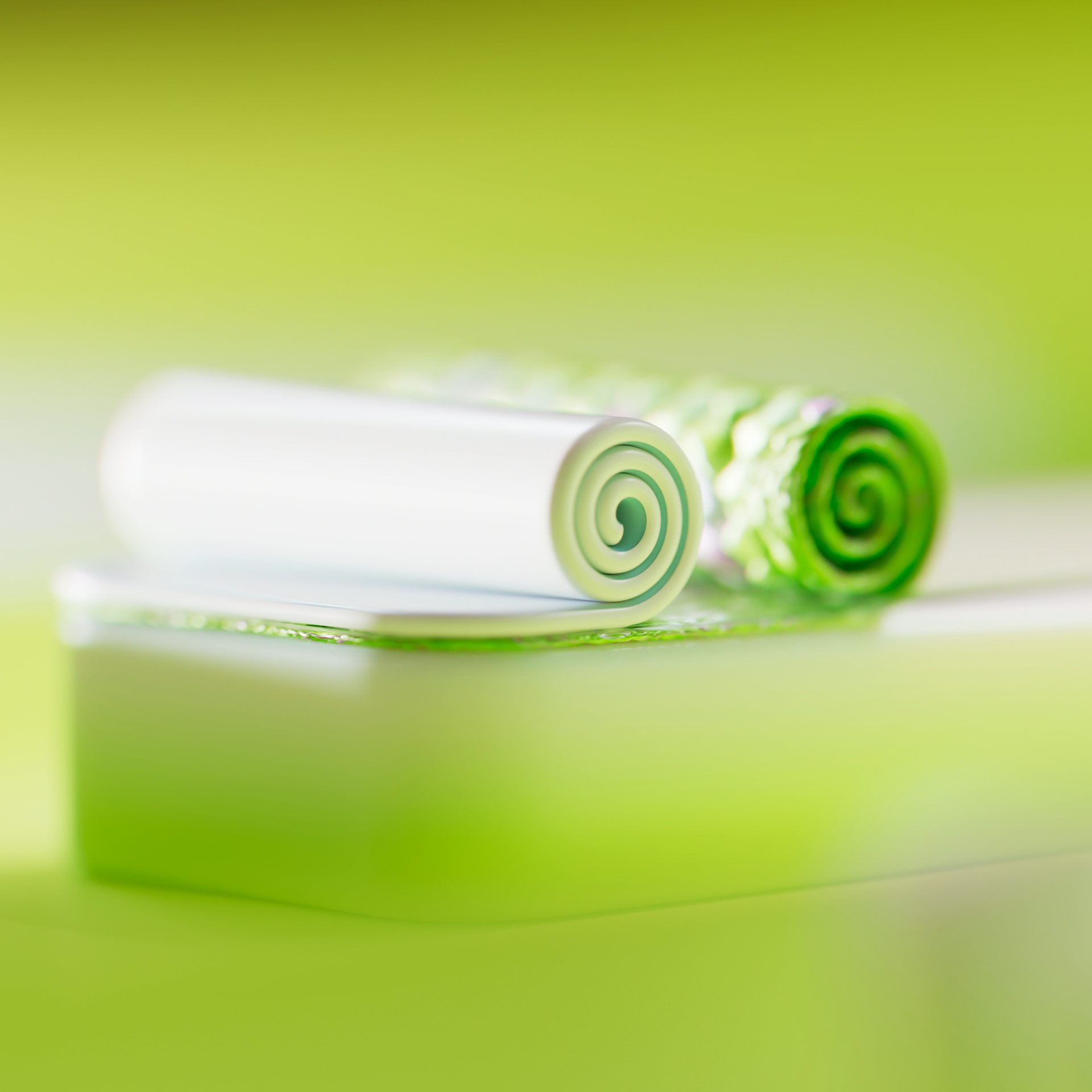 Tactile Swirls & Translucent Blocks 3d abstract art abstract composition art direction conceptual product depth of field lime green matte silicone minimal render natural lighting product scene scene render soft light soft touch spiral shape swirl design tactical visualization translucent blocks translucent materials visual storytelling