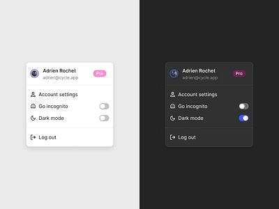 User dropdown app design dropdown profile switch ui user web