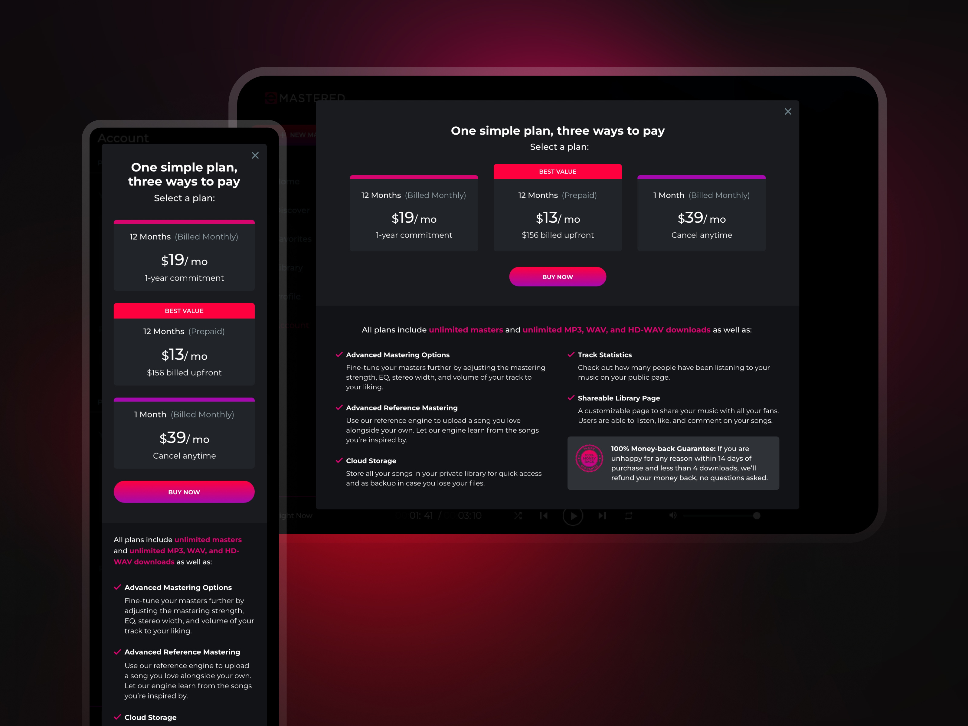 eMastered — Pricing Popup A/B Test