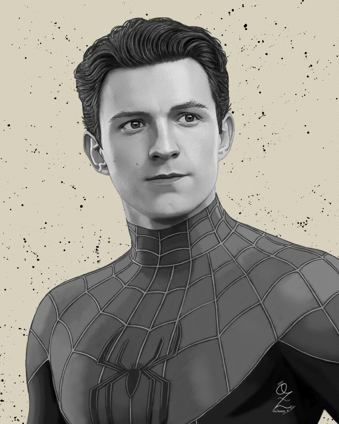 Tom Holland Spider-Man Portrait Drawing by Oz Galeano art arte dibujo drawing fanart marvel mexico ozgaleano portrait retrato spiderman