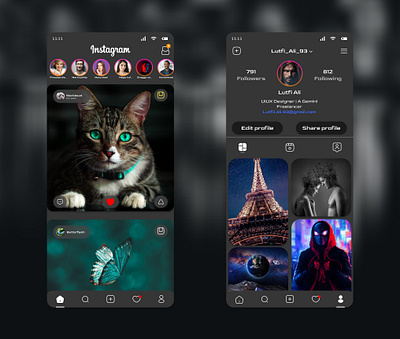 instagram Redesign app design figma graphic design instagram mobile mobile app photoshop ui uiux ux