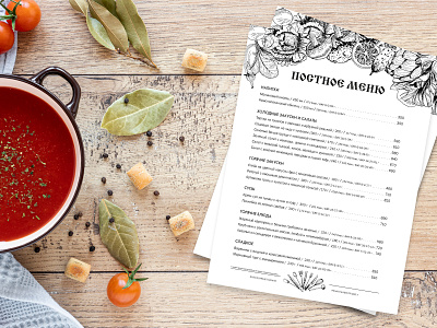 Lenten menu for Red Fox, Sochi cafe design design for restaurant design menu restaurant