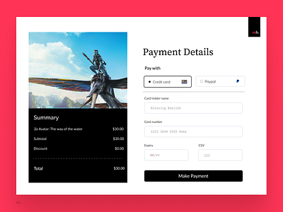 Credit card checkout - Daily UI 002 ui