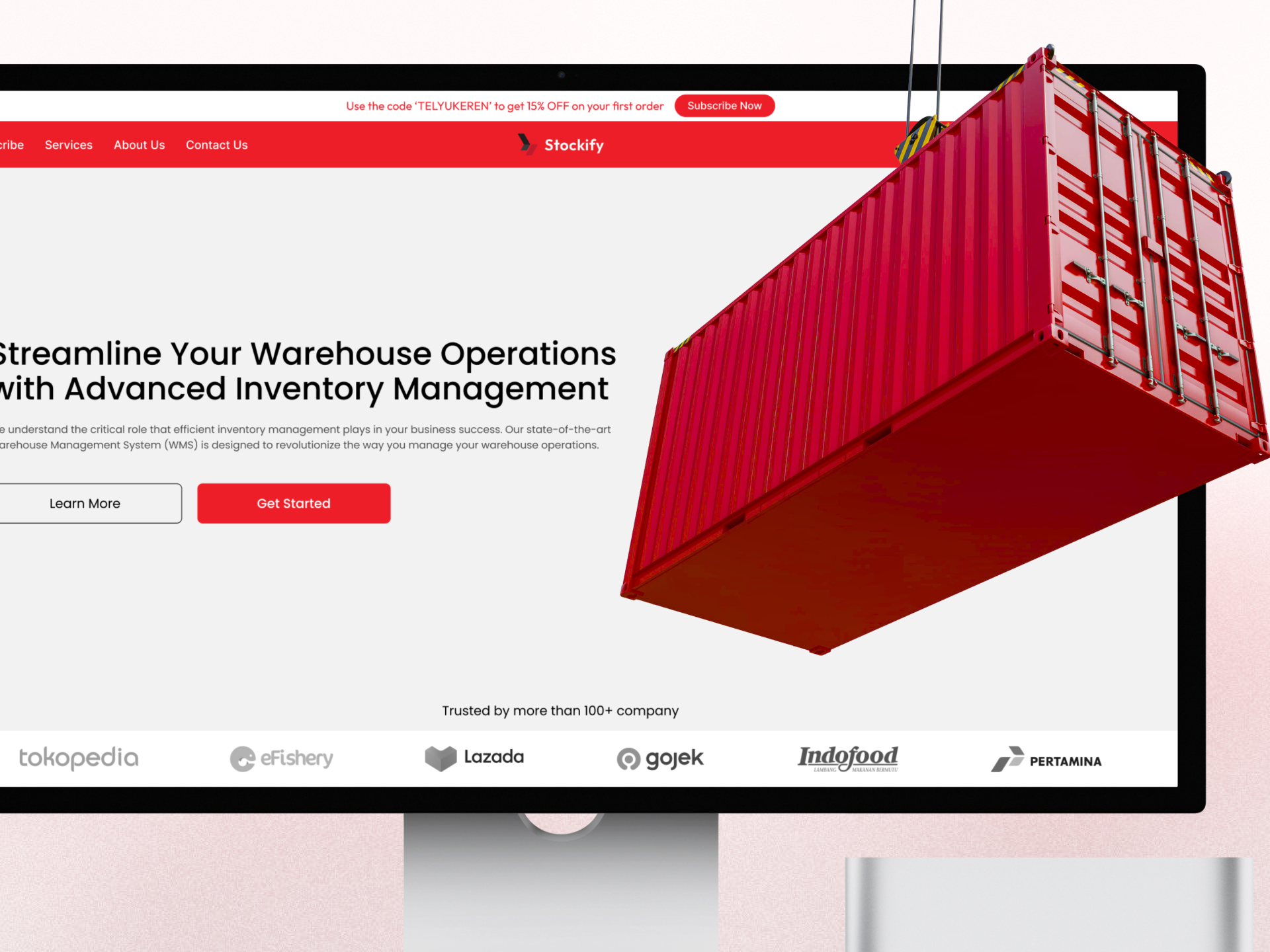 Stockify - WMS Hero & Features b2bappdesign branding cleandesign cleanui dashboard dashboardui deliveryorders design hero section illustration landing page ui web app web design