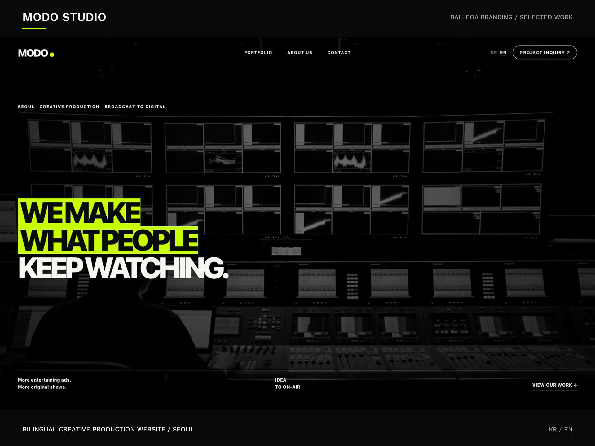 MODO Studio — A Bilingual Creative Production Website art direction bilingual creative studio portfolio responsive design typography ui design ux design video web design