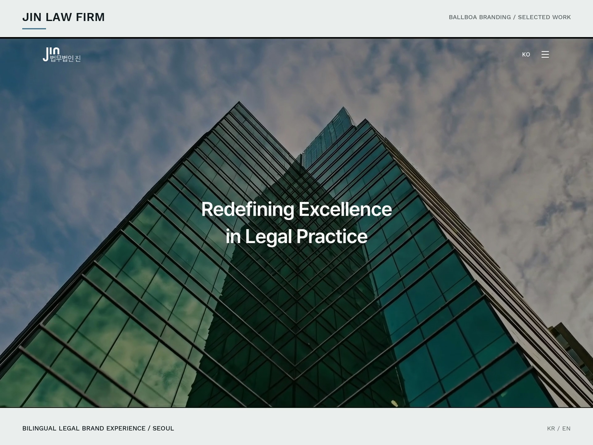 JIN Law Firm — A Bilingual Legal Brand Experience bilingual branding law firm legal website professional services typography ui design ux design video web design