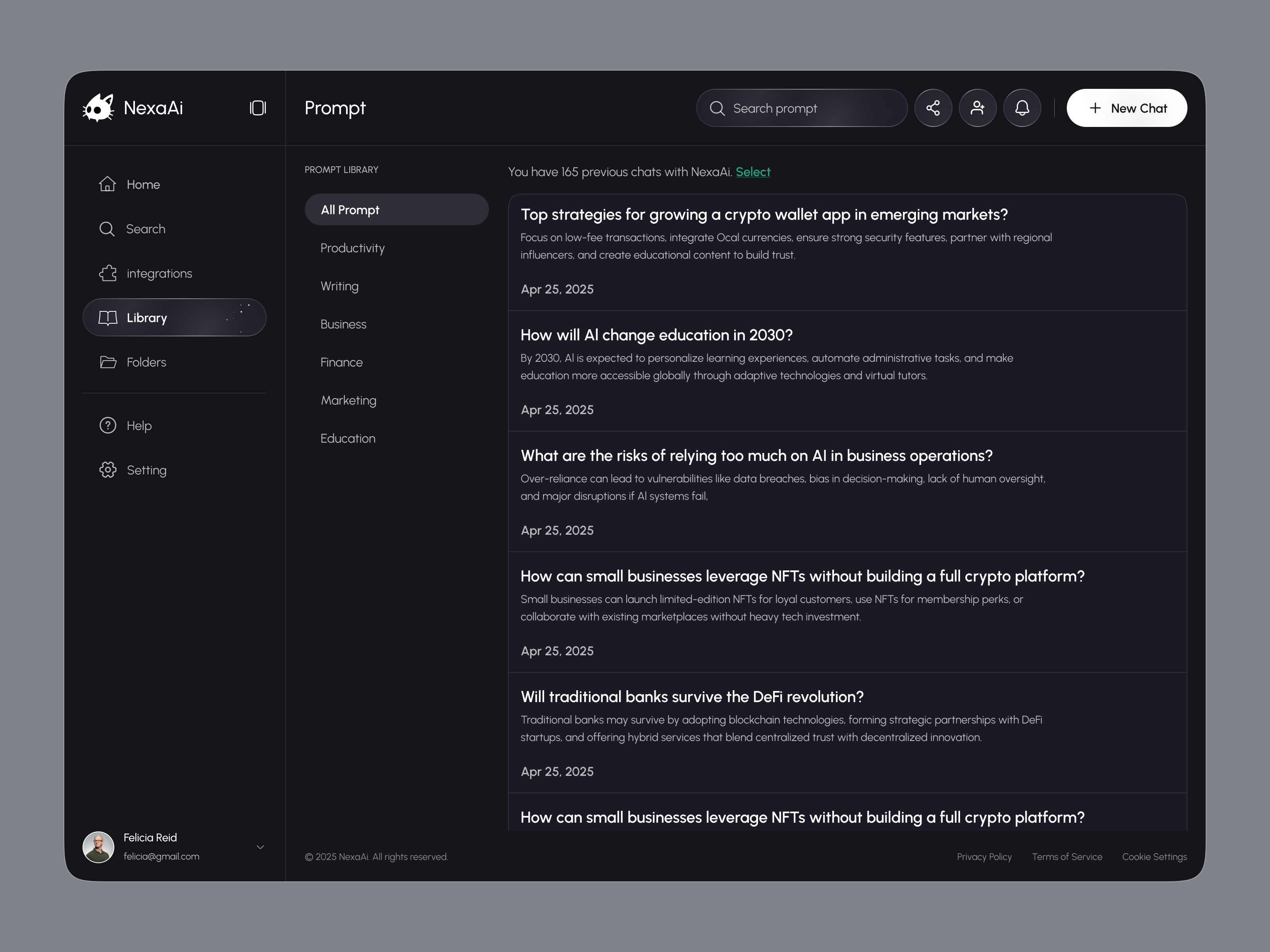 AI Prompt Library - SaaS Dashboard UI/UX Design ai dashboard ai product ai prompt chatbot ai product design prompt library saas uiux designer web website