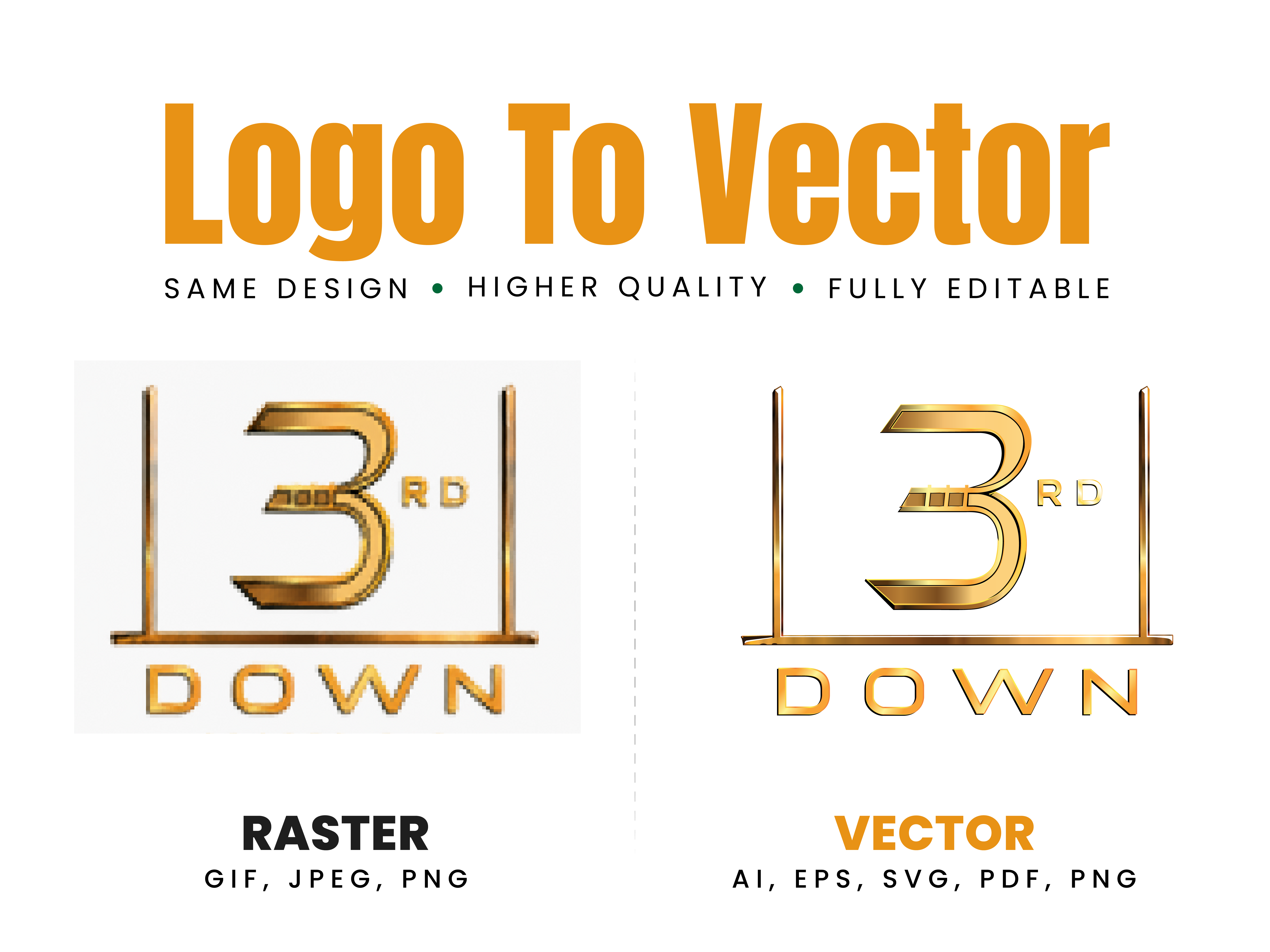Detailed Vector Tracing 3 Down Logo adobe illustrator design illustration logo recreation logo redraw manual vector tracing raster to vector ui vector tracing vectorization