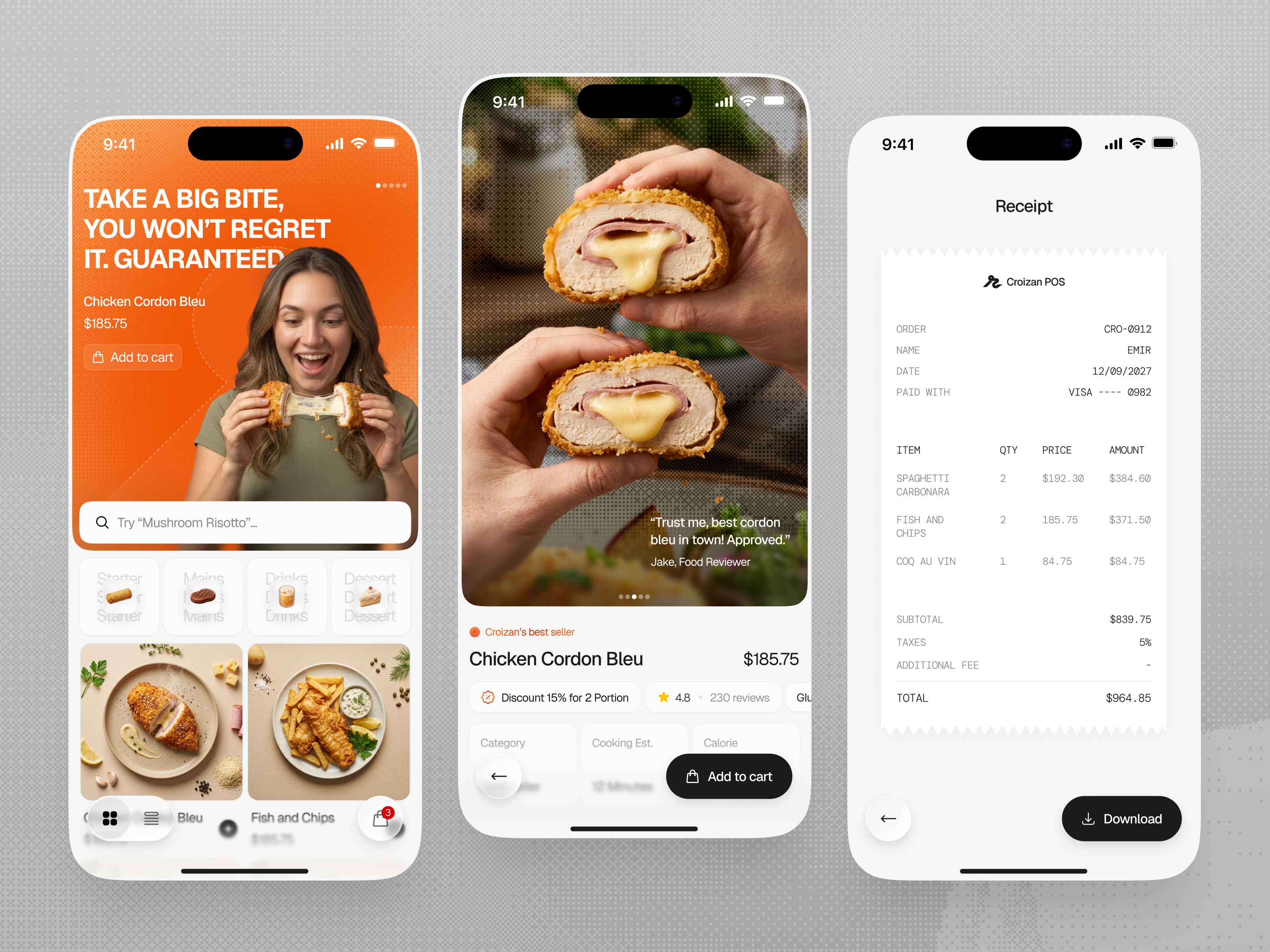 Croizan POS - Customer in place food ordering (mobile) app clean delivery design food app food ordering mobile app point of sales pos receipt responsive super app ui uidesign web design