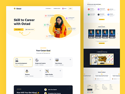 Ostad E-learning Website course digitallearning edtech education elearning header header design landing page landing page design online education onlinecourses onlinetraining skill ui design uidesign uiux design virtuallearning website design