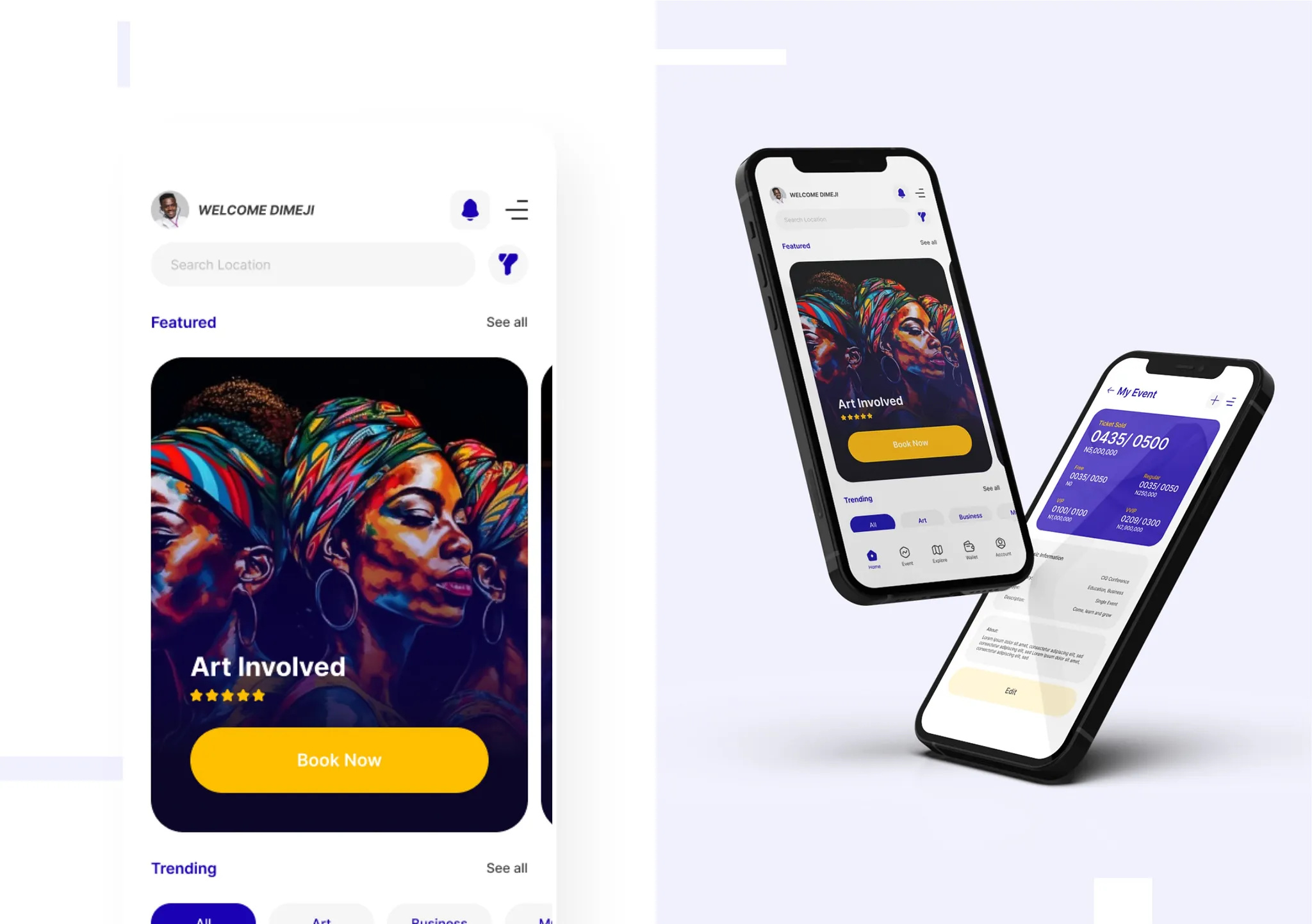 Event Booking App - User Interface Design mobile app design mobile design ui ui desig user interface design