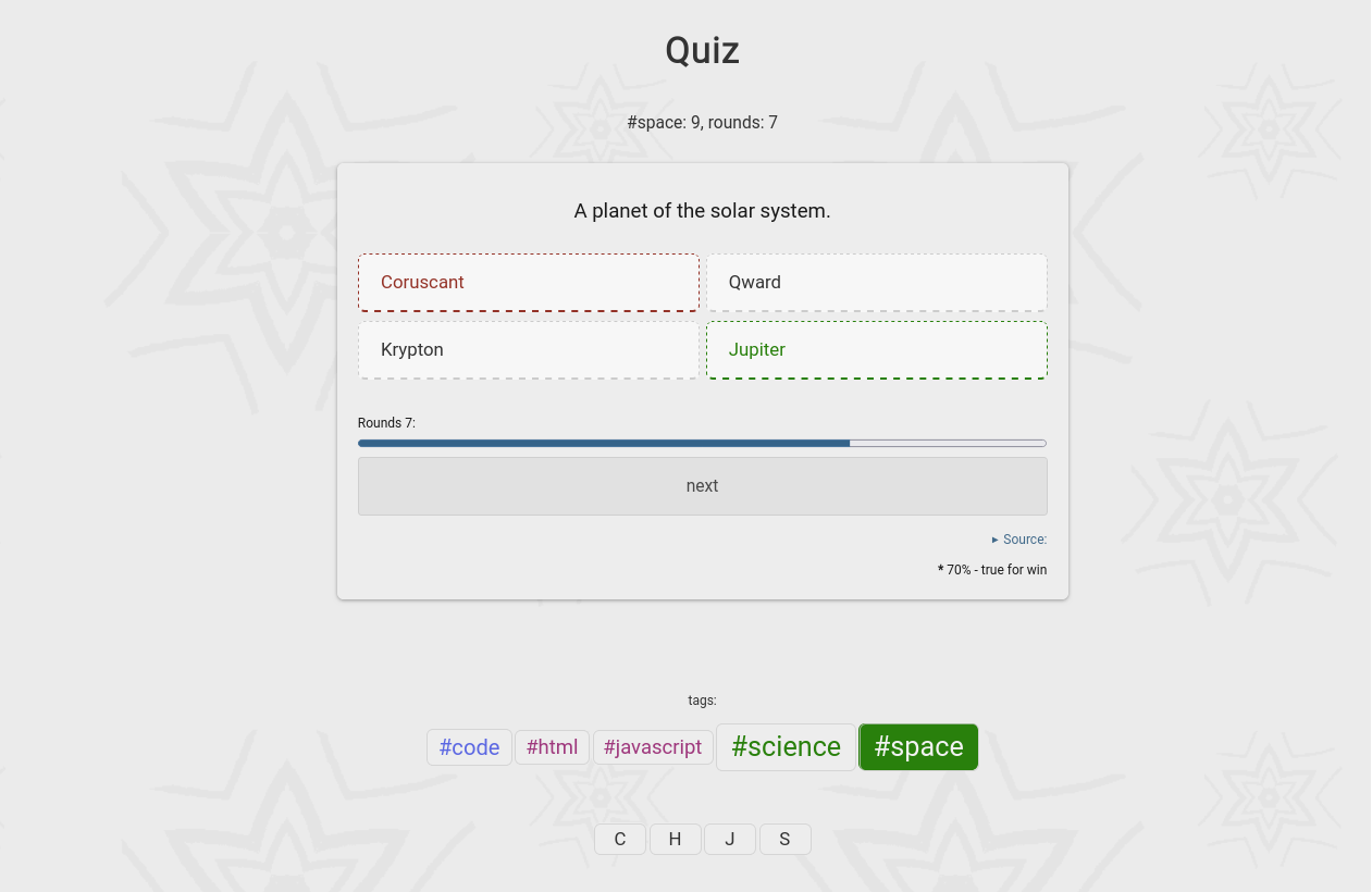 Quiz project (screenshot) css game html javascript js quiz screenshot