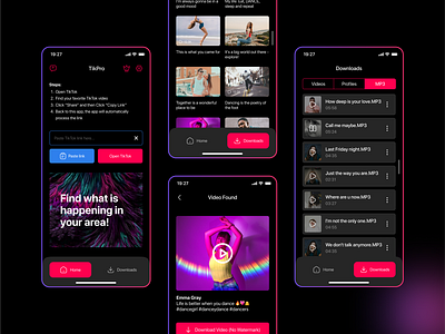 tikPro | TikTok Downloader app clean design mobile app tikpro tiktok ui ux visual deisgn