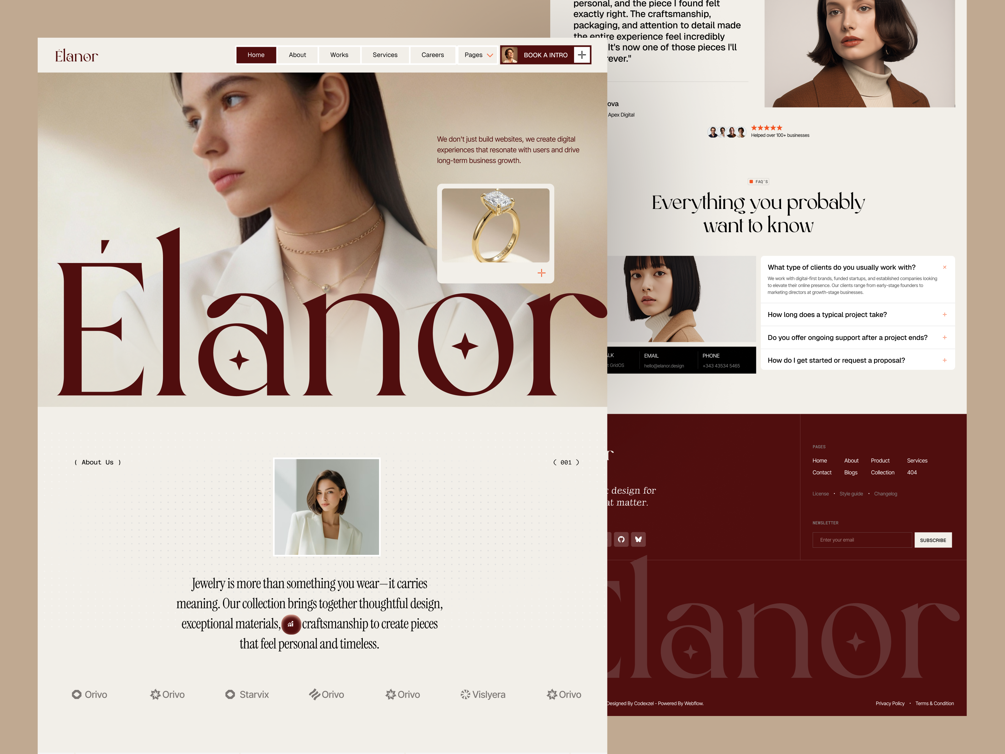 Elanor - Luxury Jewelry Website Design cosmetic website design digital product landing page ecommerce ecommercewebsite fashionwebsite homepage jewelry landing page jewelry website landing page luxuryjewelry modernwebdesign online jewelry shop shopifydesign trend jewelry website 2026 ui uidesign uiux design webdesign