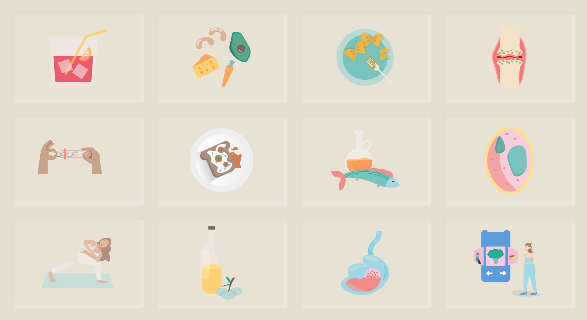 Ingeneous — Illustration System art direction brand illustration creative direction custom illustration digital illustration flat illustration graphic design health illustration healthcare design icon design illustration design nutrition design soft illustration visual identity wellbeing design wellness illustration