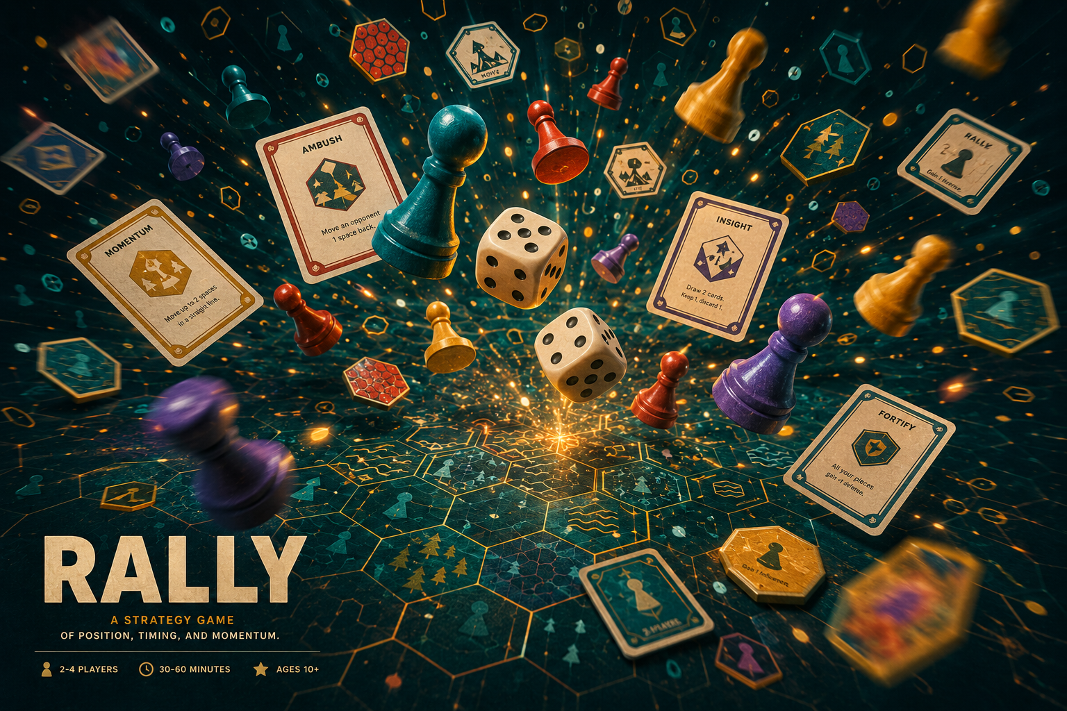 RALLY — Strategy Board Game / Tabletop 3d animation board game brand branding creative creative director design graphic design illustration logo motion graphics ui vector