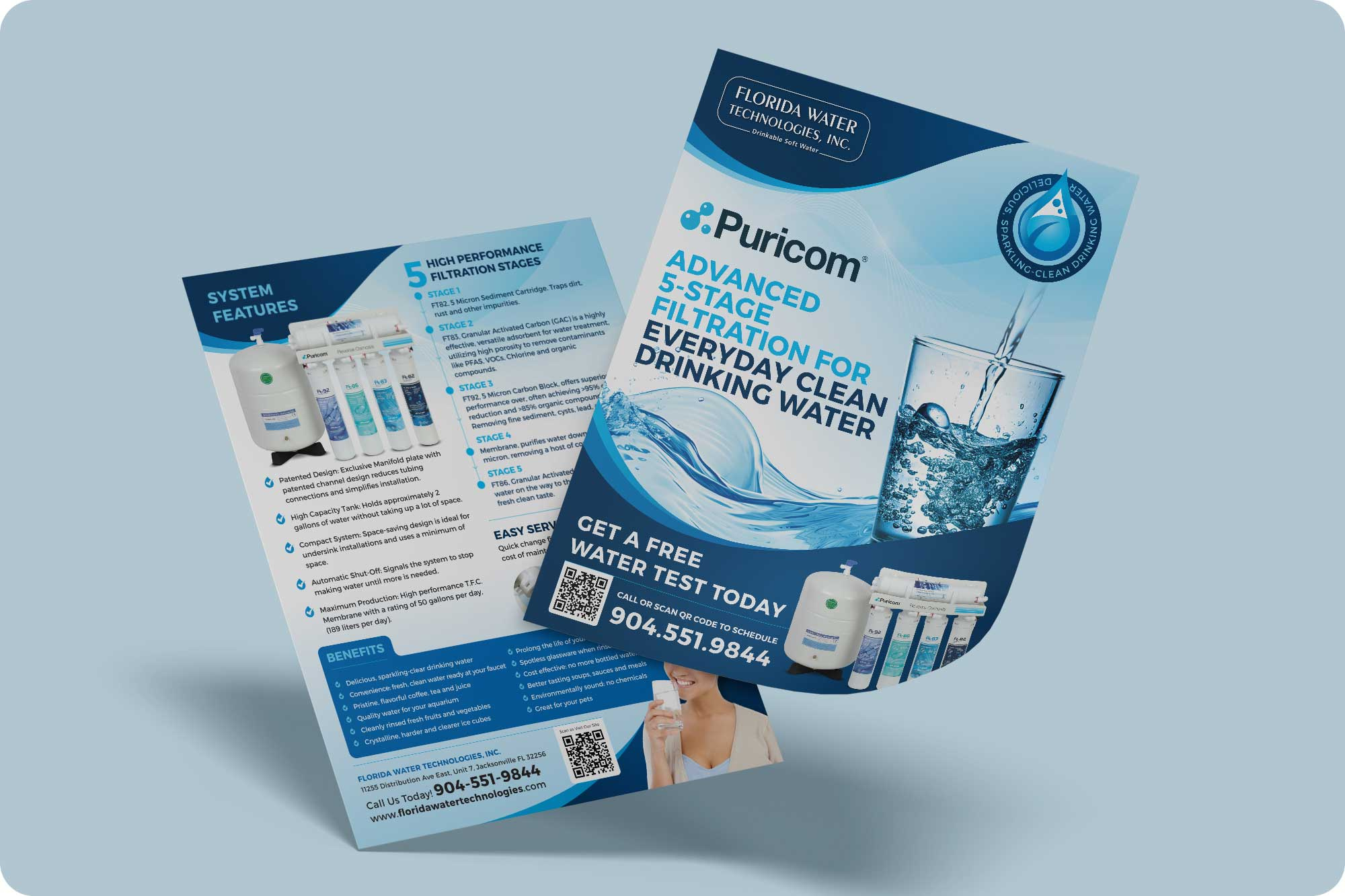 Water Filtration Marketing Collateral | Product Flyer Design brochure design clean water corporate brochure filtration system flyer design graphic design information design marketing collateral print design product branding product brochure product flyer product marketing promotional design residential water water filter water filtration water purification water treatment water treatment marketing
