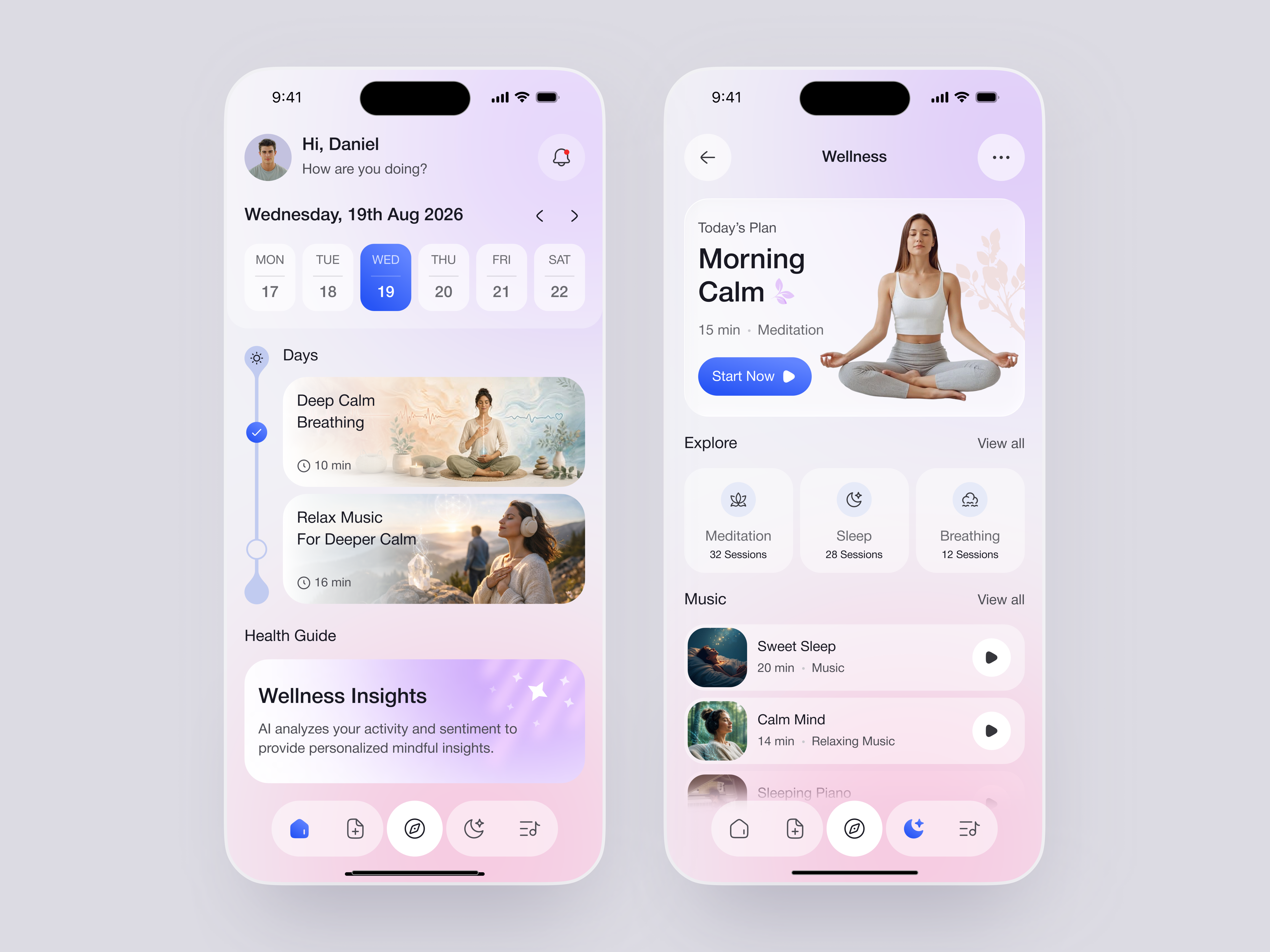 Mindfulness Mobile App UI Design app app design breathing exercise health app design interface meditation app mental health app mental wellness mindfulness mobile app design mobile ui product relaxation app service startup ui ux web wellness app