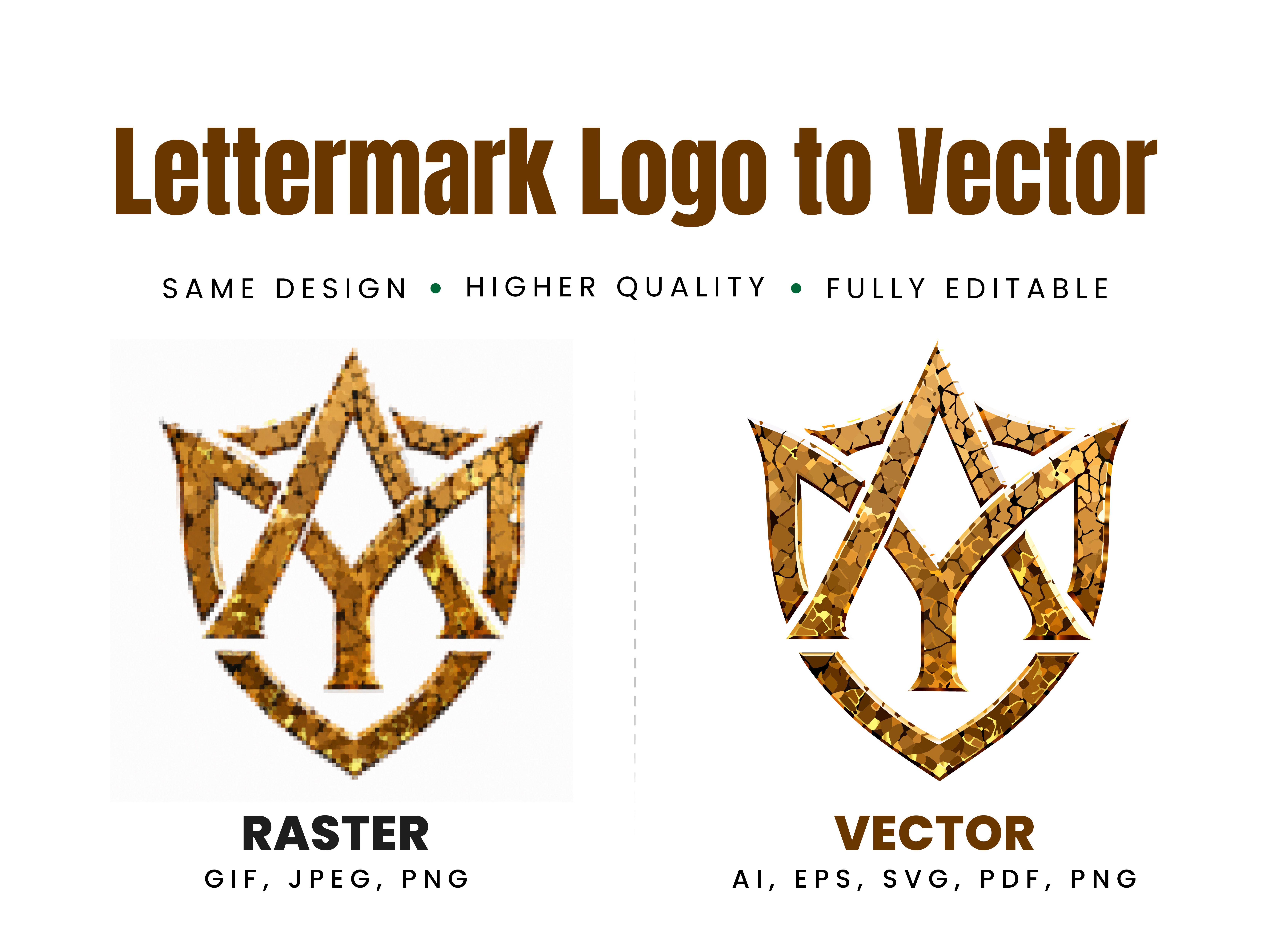 Luxury Gold Monogram Logo Recreation adobe illustrator design illustration logo recreation logo redraw manual vector tracing raster to vector ui vector tracing vectorization