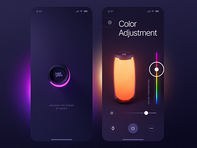 JBL Pulse 4 animation app brightness colors design interation interface ios jbl lamp light mobile mobile app ui ux