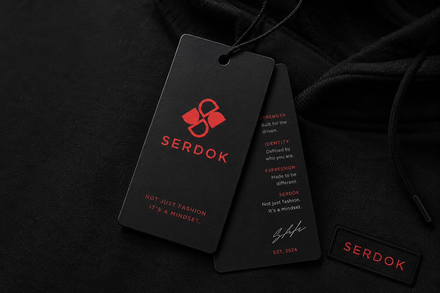 Serdok — Luxury Fashion Brand Identity | Logo, Signage & Digital apparelbranding billboard blacklogo brandidentity branding embroidery fashionlogo geometriclogo identity logo logodesign logoinspiration luxurybrand luxuryfashion modernlogo premiumlogo redlogo signage visualidentity websitedesign