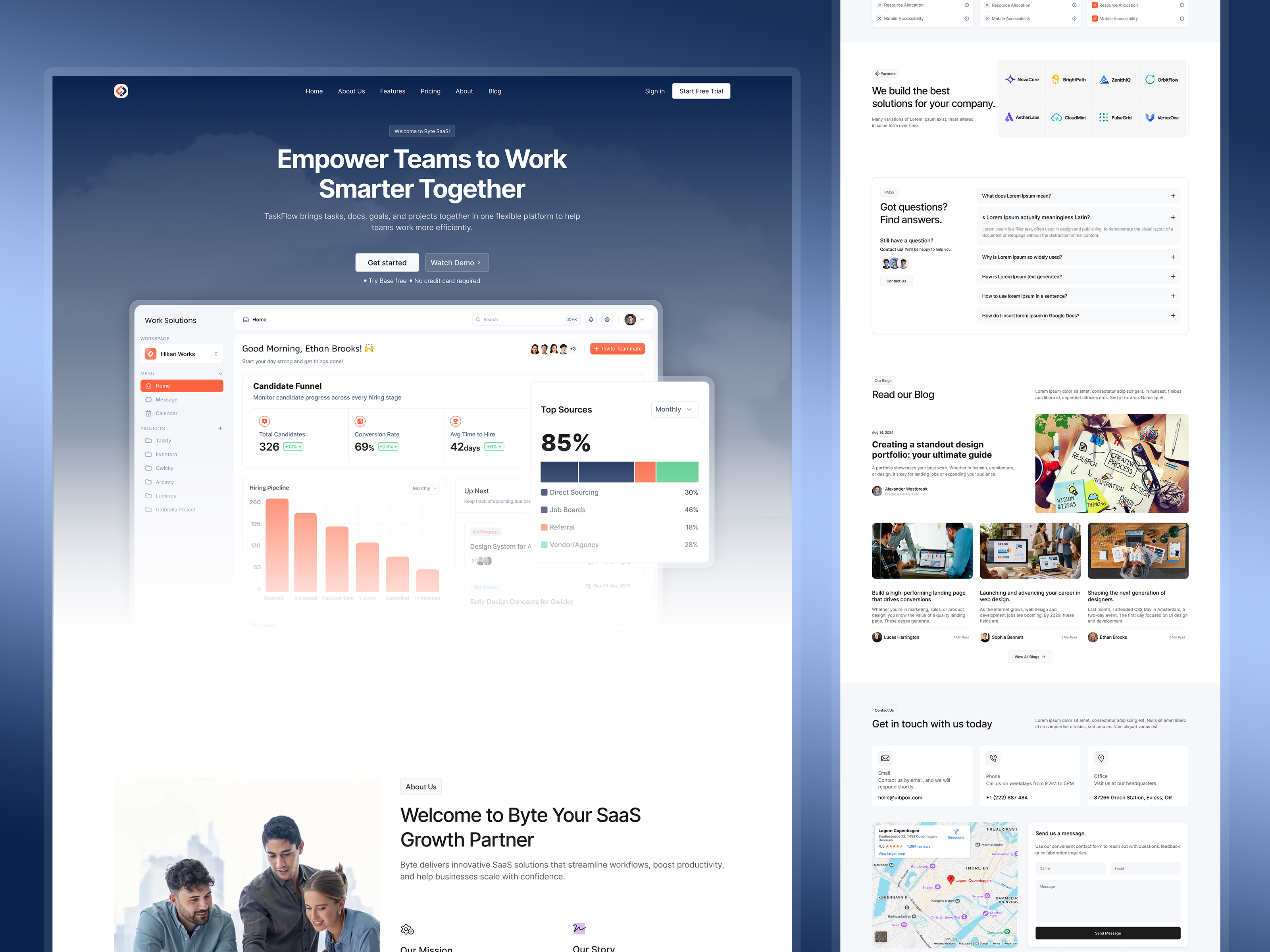 Byte SaaS-Team Collaboration Website Design dashboard landing page modern website product design saas saas dashboard team collaboration ui ux user interface web design website design workspace
