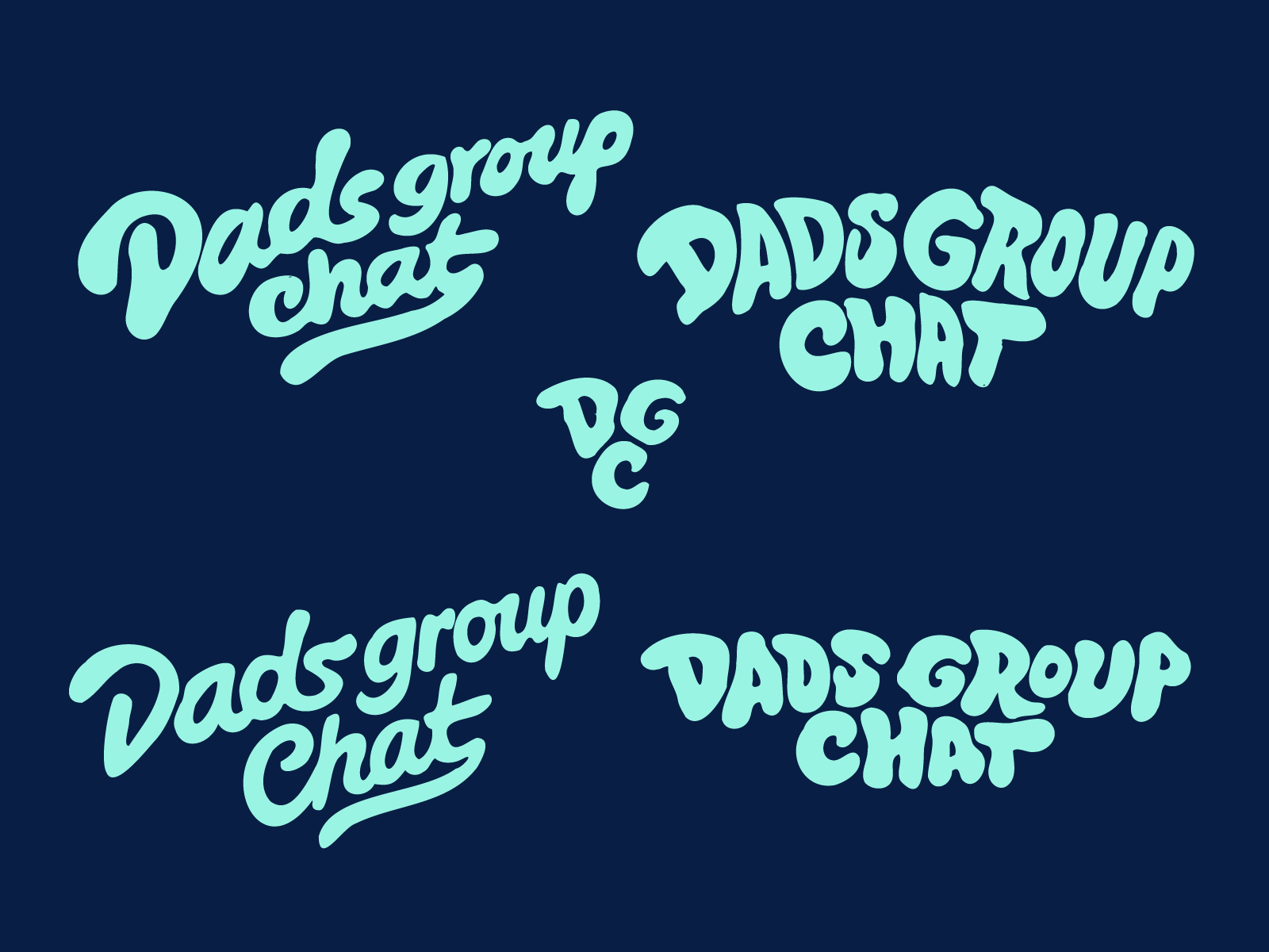 Dads Group Chat: logo exploration branding calligraphy contemporary creative custom dad expressive flow fun kids lettering logo modern original playful raw script smooth type wordmark