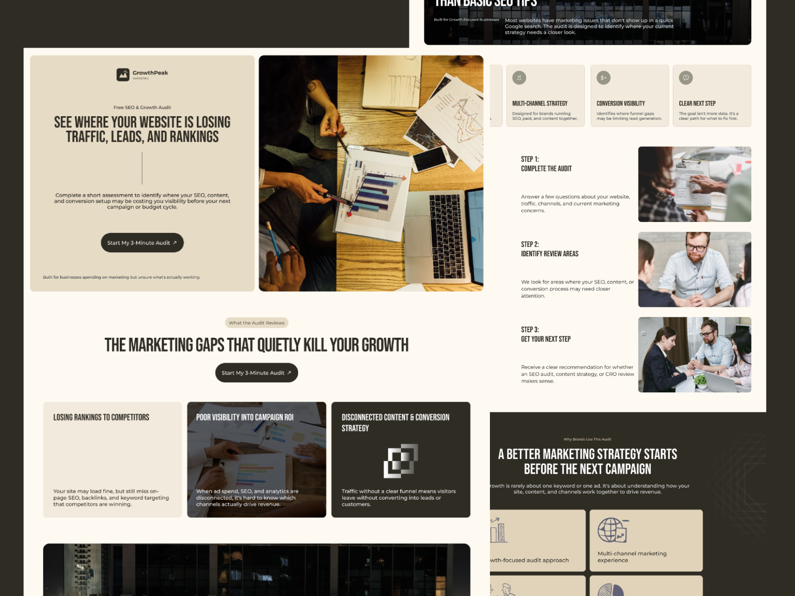 GrowthPeak Marketing — SEO Audit Landing Page aesthetic branding design homepage landing page sqa typography ui