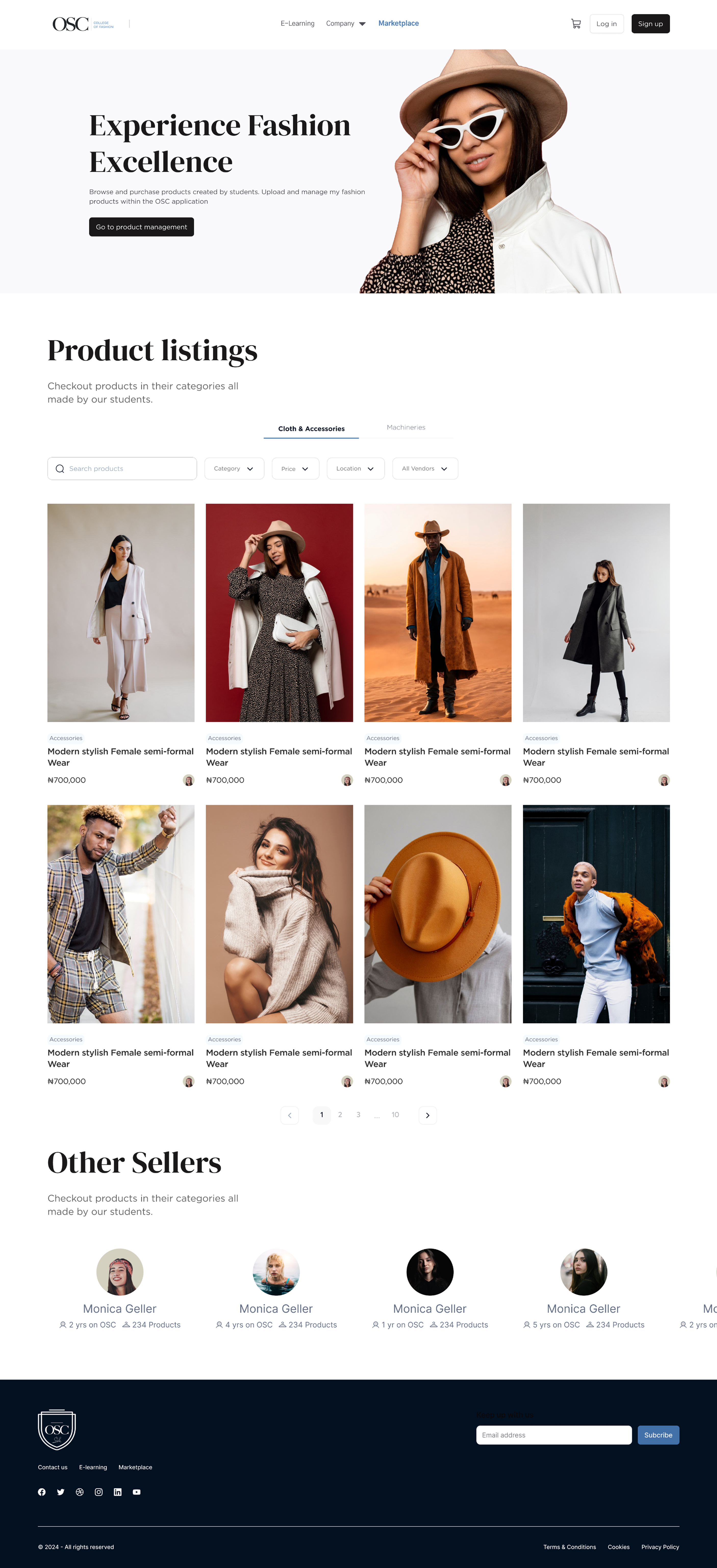 Product listings web page