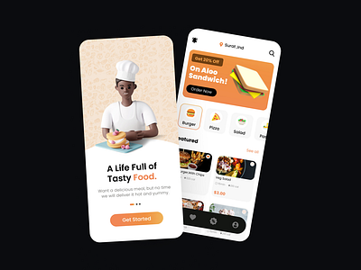 Food Delivery App Design. 3d app applicatin branding design food app graphic design illustration logo typography ui ui ux ux vector yagnik mehta