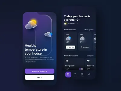 Healthy Temperature ☀️ 3d app blur branding cards connected design system filters homepage illustration login menu mobile app navbar settings tags ui ux weather