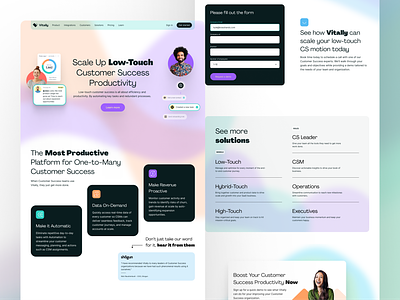 Vitally - Solution Page - Webflow b2b b2b saas brand brand design brand identity branding design gradient icon illustration landing page logo modern modular typography ui webdesign webflow website design