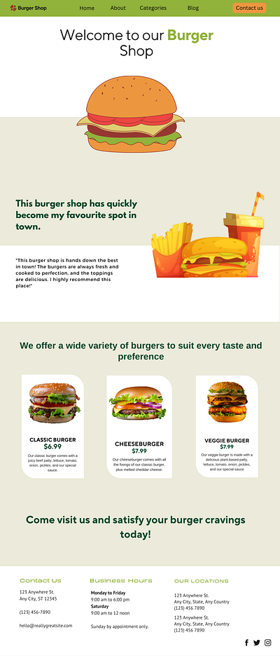 Burger Shop Website graphic design ui ux web design web development website