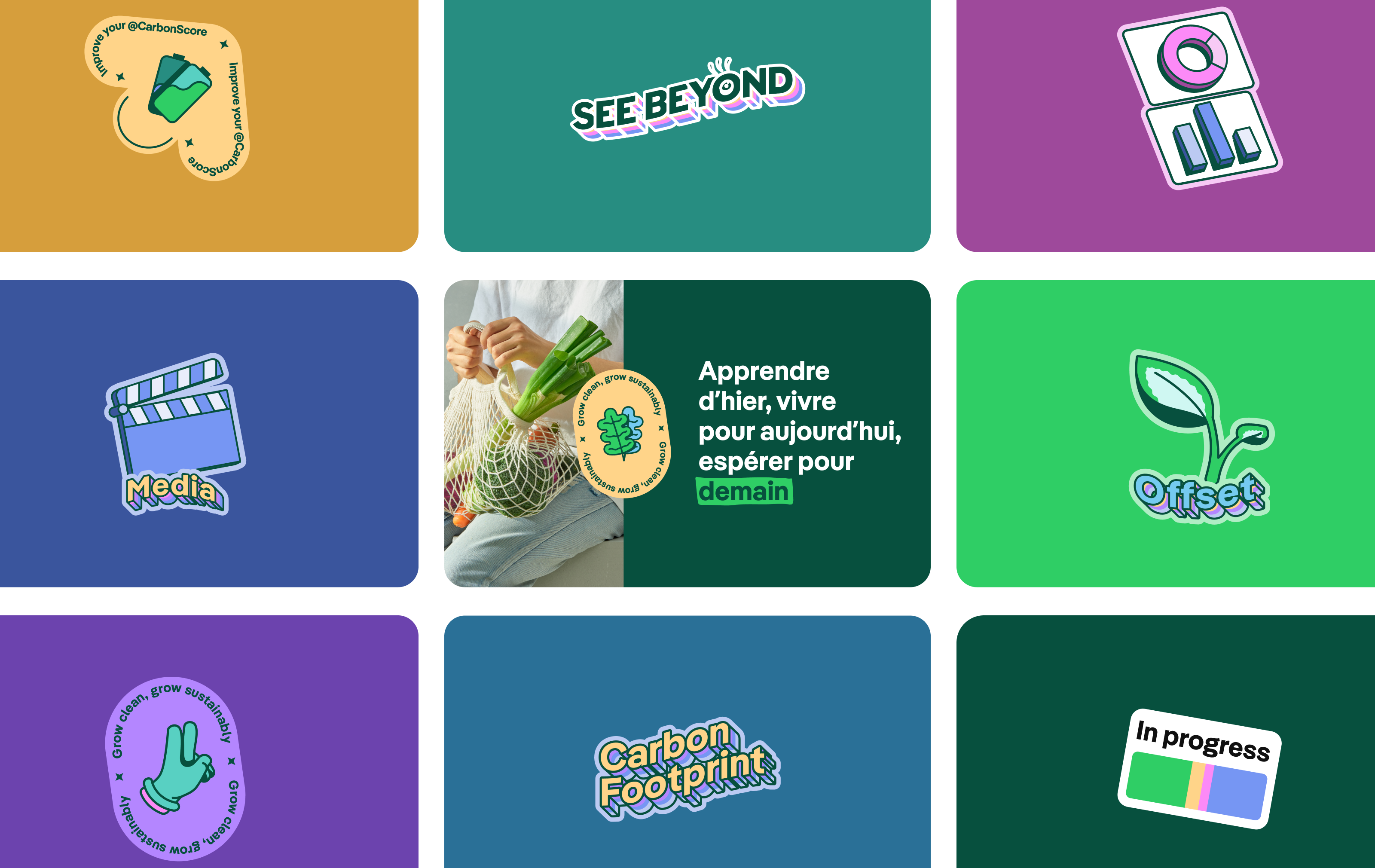 Greenly Stickers animation art direction brand brandmark colors digital art graphic design green homepage identity illsutration illustrator landing page logo marketing motion graphics stickers ui vector webdesign