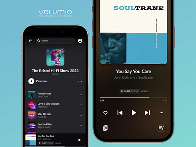 Volumio Jazzy Theme album app audio black desktop mobile music player playlist redesign song sound streaming ui user interface volumio webplayer