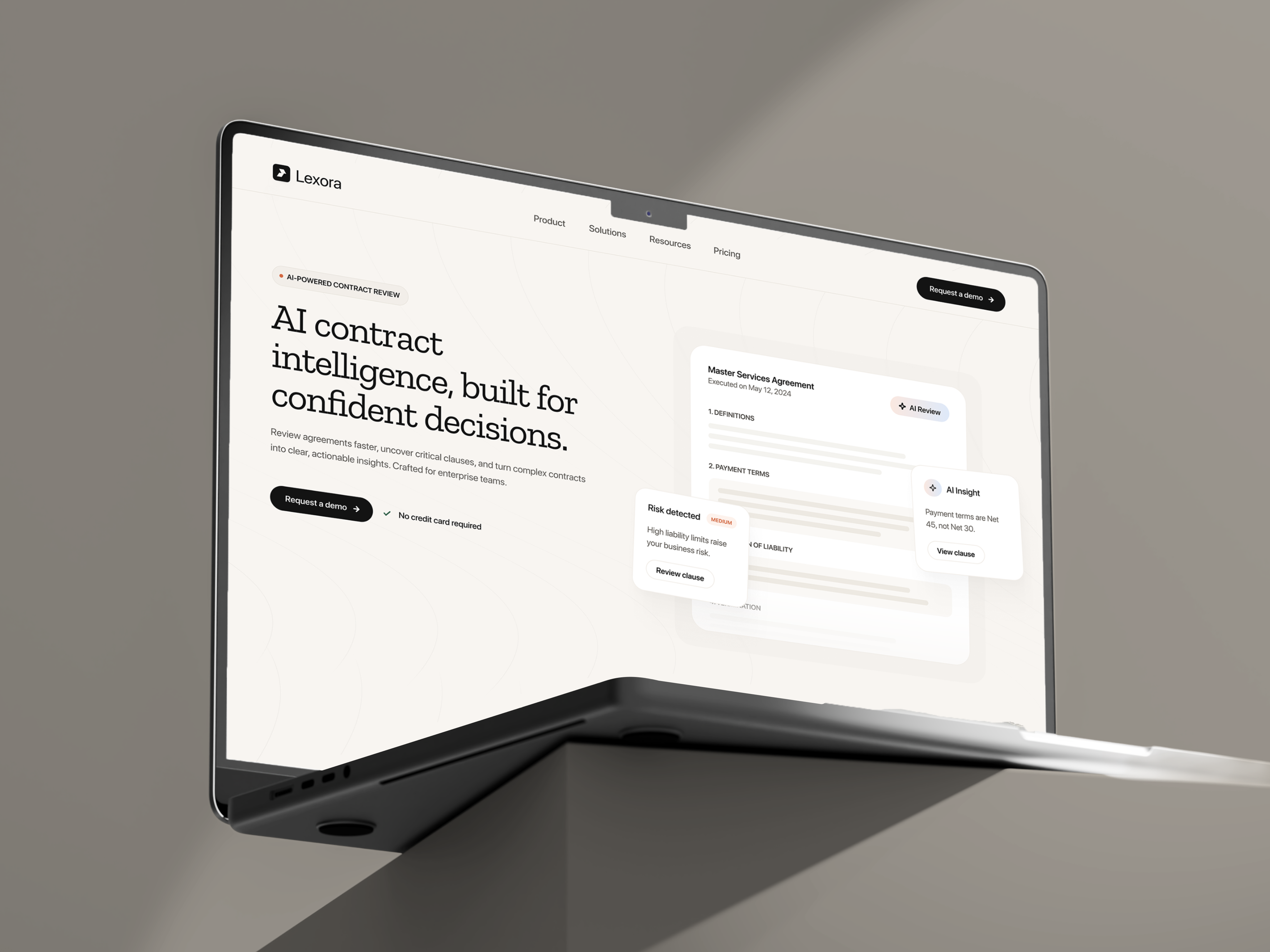 AI Contract Review - Landing Page branding graphic design hero interface landing page minimal motion graphics product product design startup typography ui uiux ux web web design website