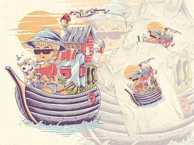Summer Trip cartoon design digitalillustration handdrawn illustration summerdesign summertrip tshirt design vintage design