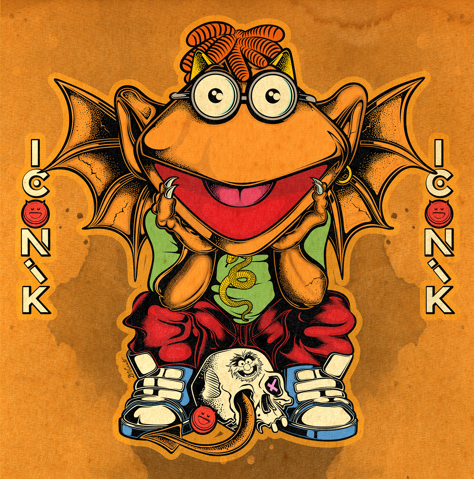 WILD CHILD ICONIK #36 : SCOOTER – THE MUPPET SHOW 1970s nostalgia backstage character design creature design detailed linework gargoyle art iconik illustration jim henson lowbrow art monster design muppet art pop culture art puppet character retro television scooter muppet stage manager the muppet show the muppets wild child