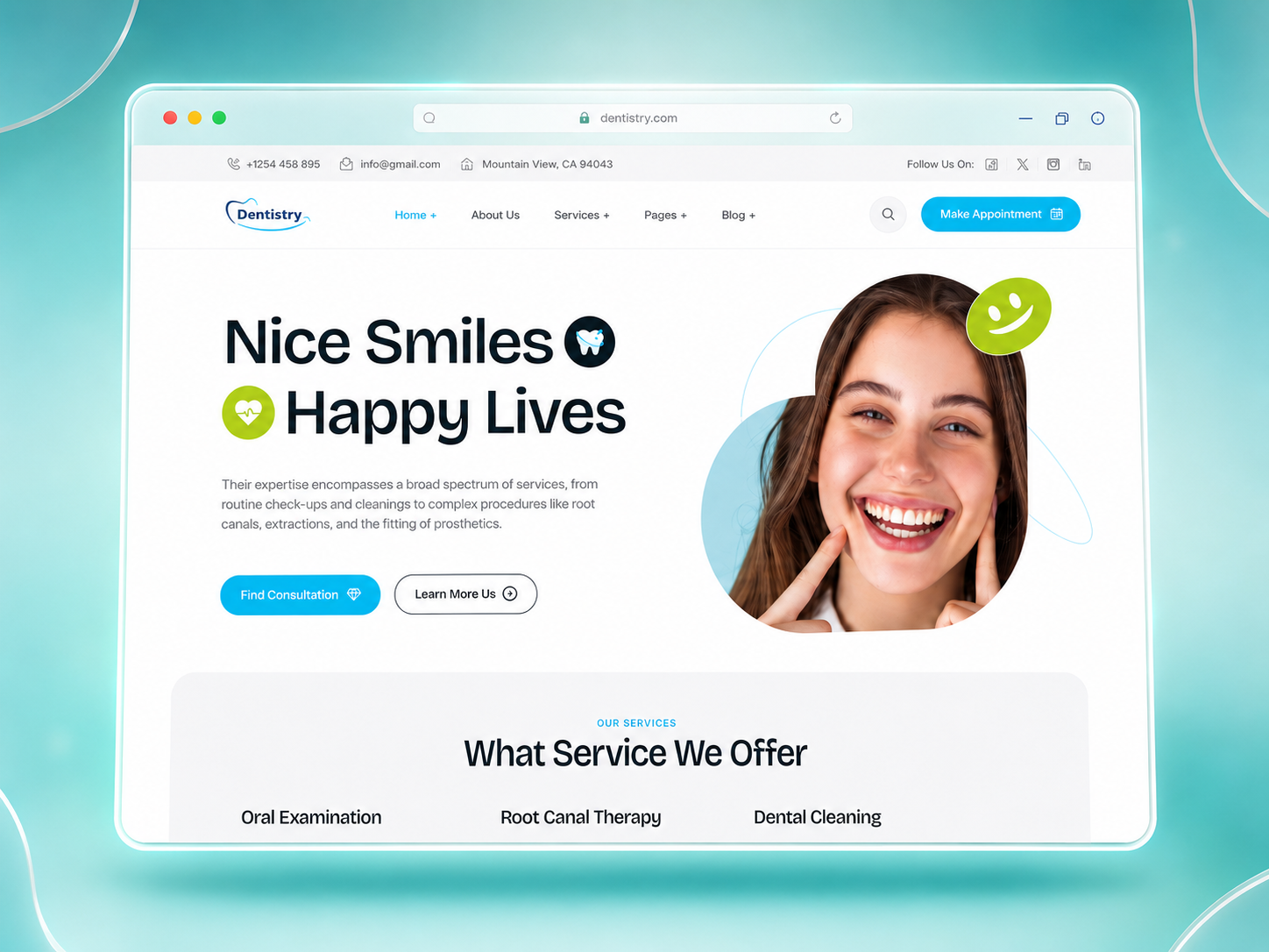 Dentistry — Modern Dental Care Website Design appointment booking clean ui clinic website dental care dental clinic dental website dentist website figma design framer website healthcare landing page healthcare ui healthcare website landing page medical ui medical website modern website responsive design ui ux design web design website design