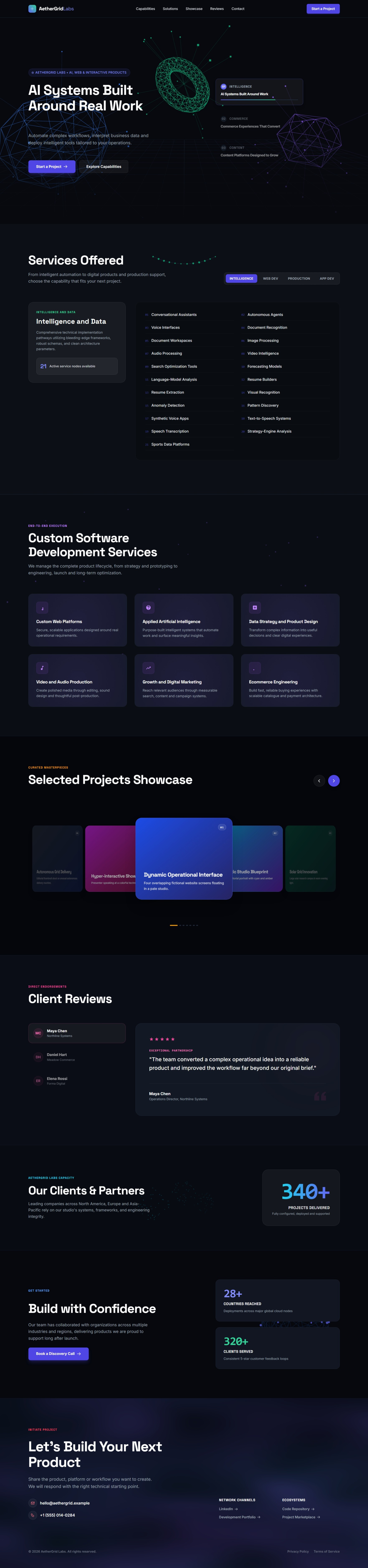 Aether Software Company Theme - Landing Page ai theme html5 landing page landing page theme responsive web design single page site software theme tailwind template ui web design website design