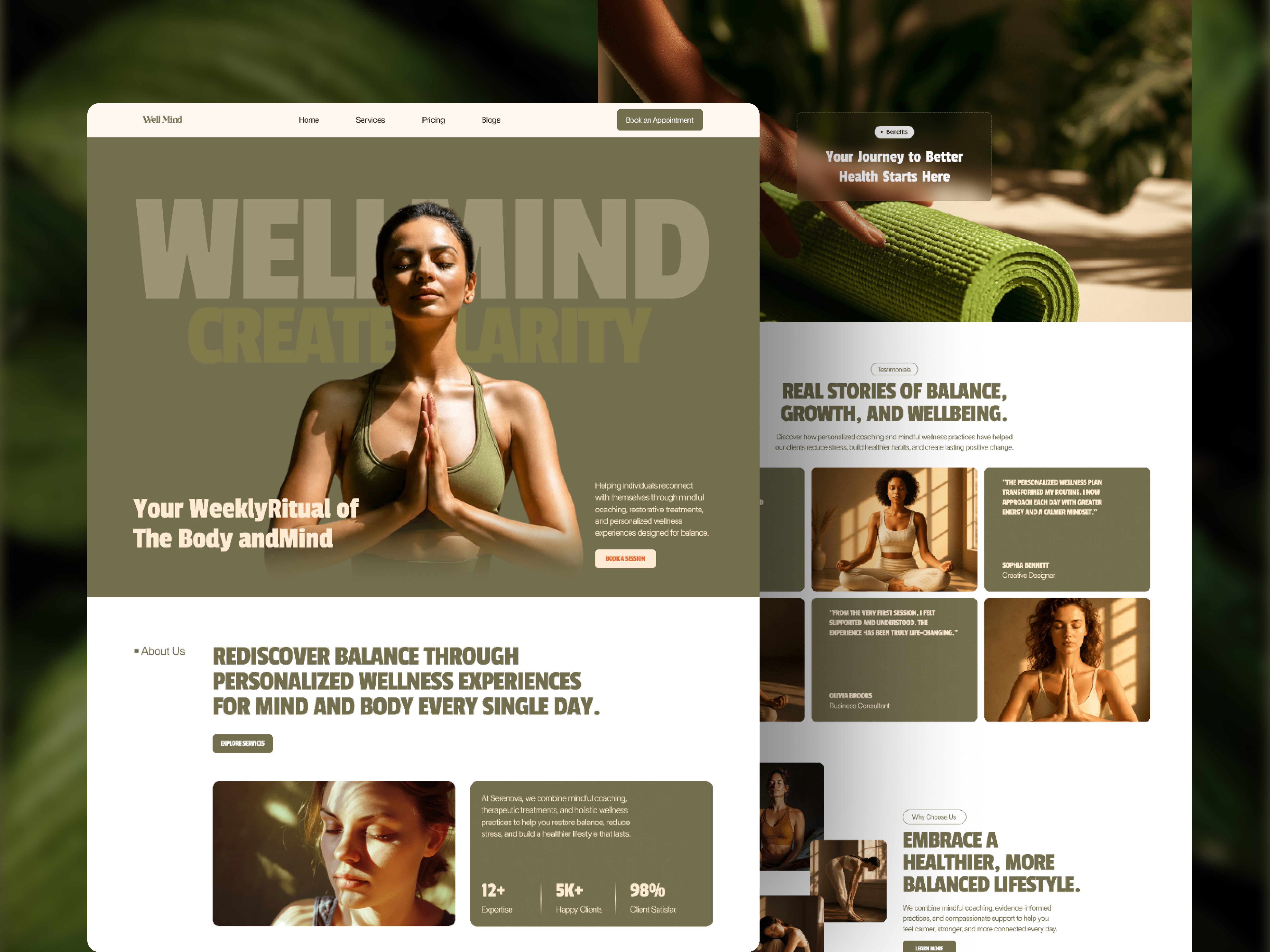 Shopify - Health & Wellness Landing Page UI/UX Web Design coaching website framer template graphic design healthcare holistic health landing page animation landing page design meditation mental health mental wellness mindfulness design product design shopify shopify template spa website telehealth wellness ui design web app web design website design