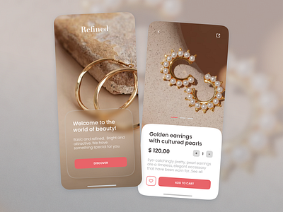 Refined - jewelry store aesthetic app beauty concept earrings graphic design jewelry mobi mobile shop store ui uiux