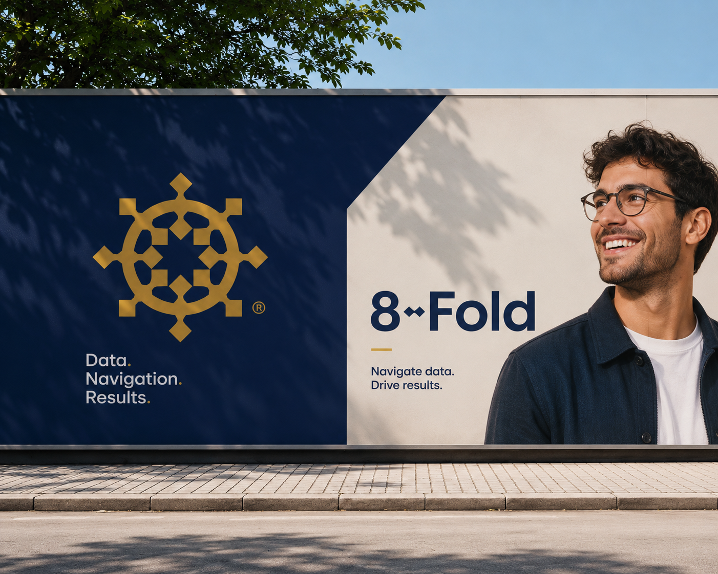 8-fold data data logo insight logo logo design navigation ship wheel