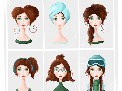 The character's images appearance avatar characters beauty character face fashion female avatars female faces girl hairstyle illustration images look makeup portrait procreate set of avatars style women characters