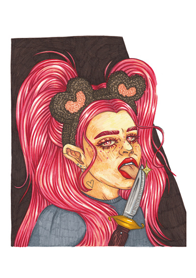 Valentines Bad Bear Portrait art artist artwork design designer drawing heart illustration illustrator portrait valentines valentinesday woman