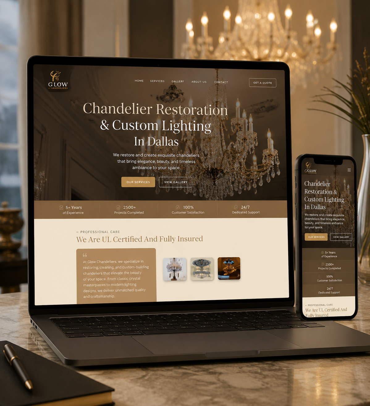 Luxury Chandelier Website Design | Elegant Lighting Brand Webs 3d animation branding graphic design logo motion graphics ui