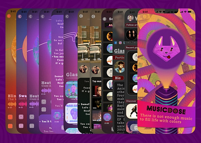 MusicDose application screens. app app design design figma illustration logo mobile music player ui
