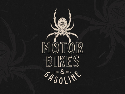 MOTORBIKES & GASOLINE MOTOCLUB gasoline hand drawn illustration lettering logo logo design moto club motorbikes old school logo oldschool retro spider vintage vintage logo design vintage motorbikes