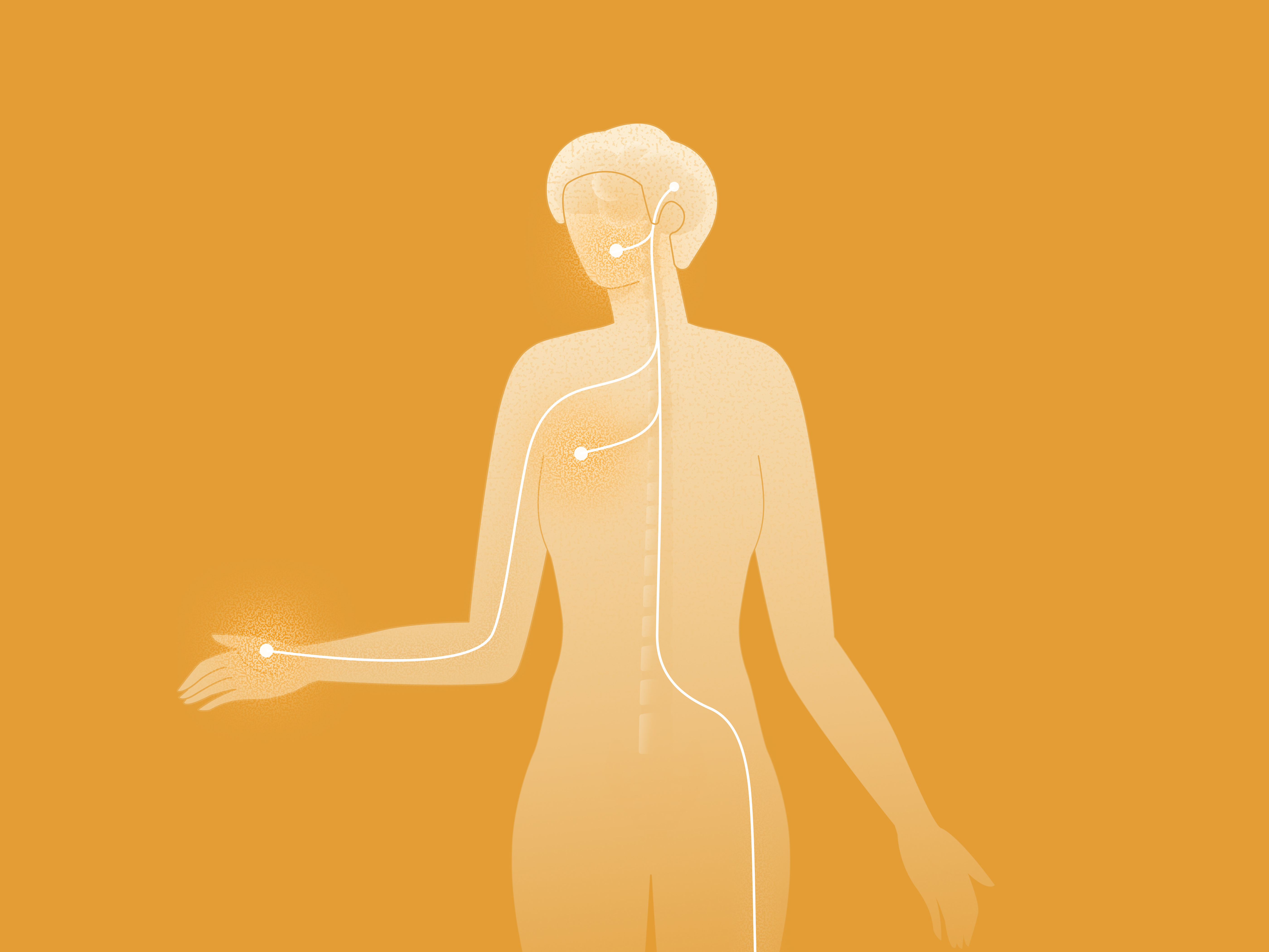 Allothera Neuropathic Pain Illustration blur body branding clean gradient graphic design human illustration medical neurologic neurons noise orange science scientific